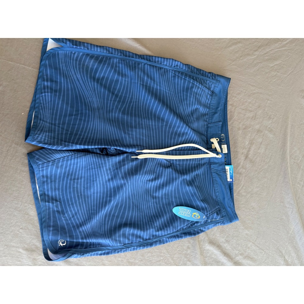 Wave Zone Mens Blue Striped Board Shorts 34 Fast Dri UPF 50 Lined Swim Trunks